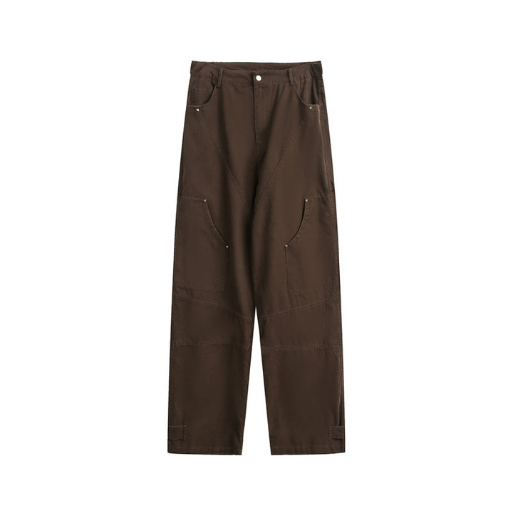 Women Wide High-Waist Cargo Pants with Multifunctional Pockets and Adjustable Hem Mune Fashion