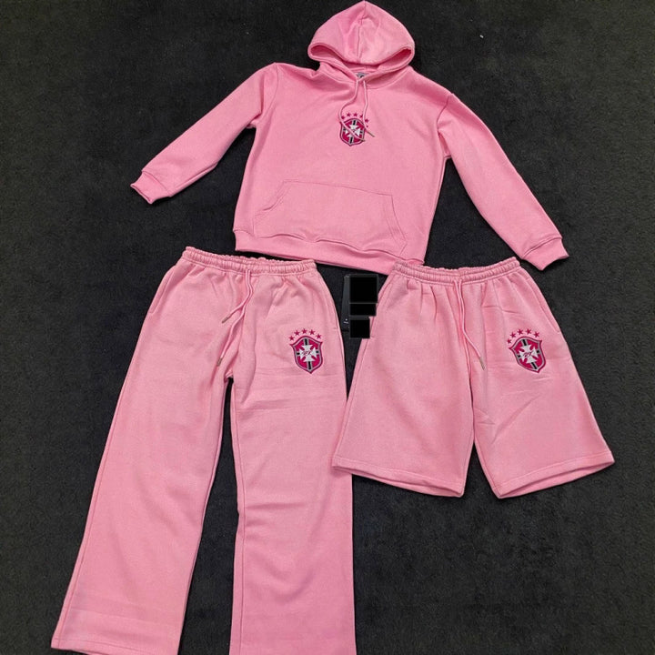 Women's loose jogging pants with elastic waistband, drawstring, and embroidered emblem Mune Fashion