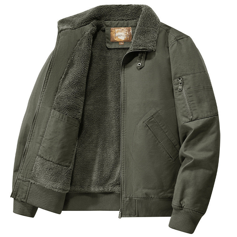 Men's teddy-lined pilot bomber jacket with sherpa lining and arm pocket Mune Fashion