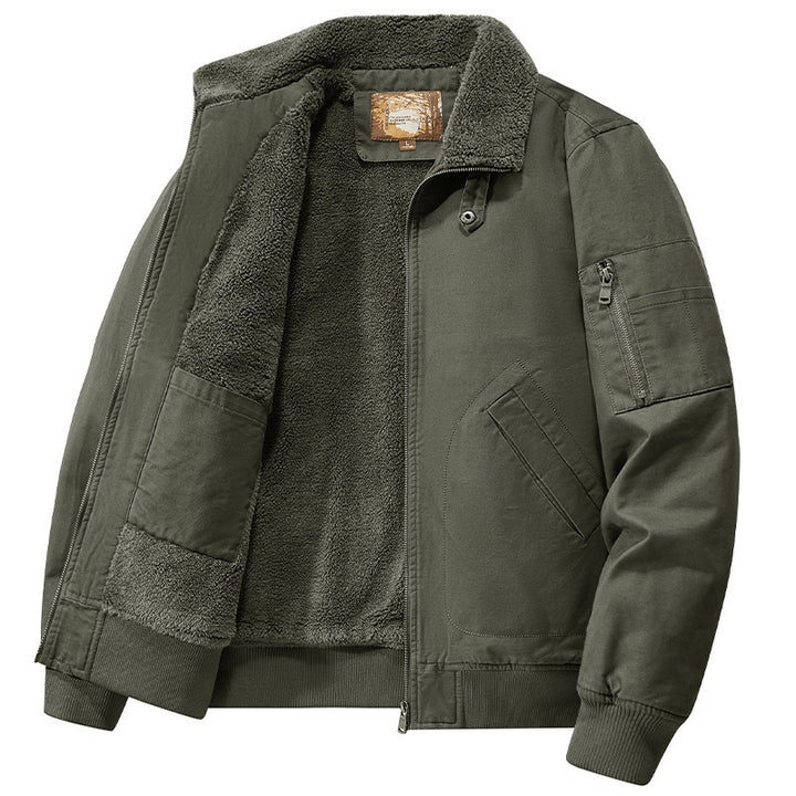 Men's teddy-lined pilot bomber jacket with sherpa lining and arm pocket Mune Fashion