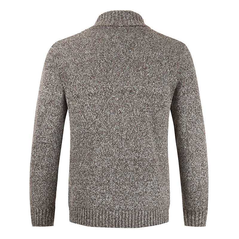 Men's double-breasted knitted cardigan with shawl collar, structured stitch look, and ribbed cuffs Mune Fashion