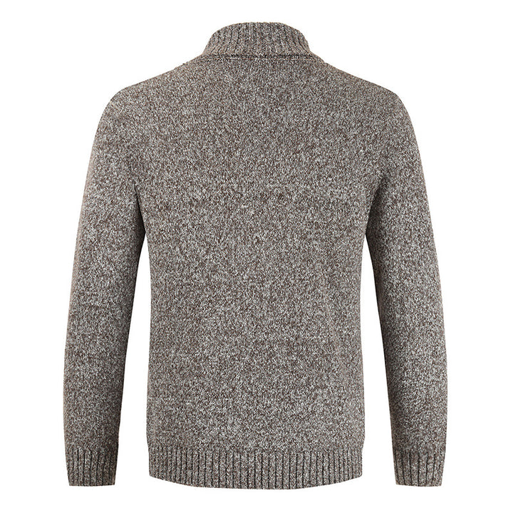 Men's double-breasted knitted cardigan with shawl collar, structured stitch look, and ribbed cuffs Mune Fashion