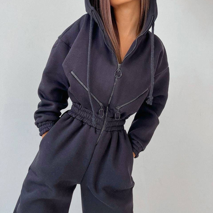 Women's short half-zip loungewear set with elastic waistband and oversized fit Mune Fashion