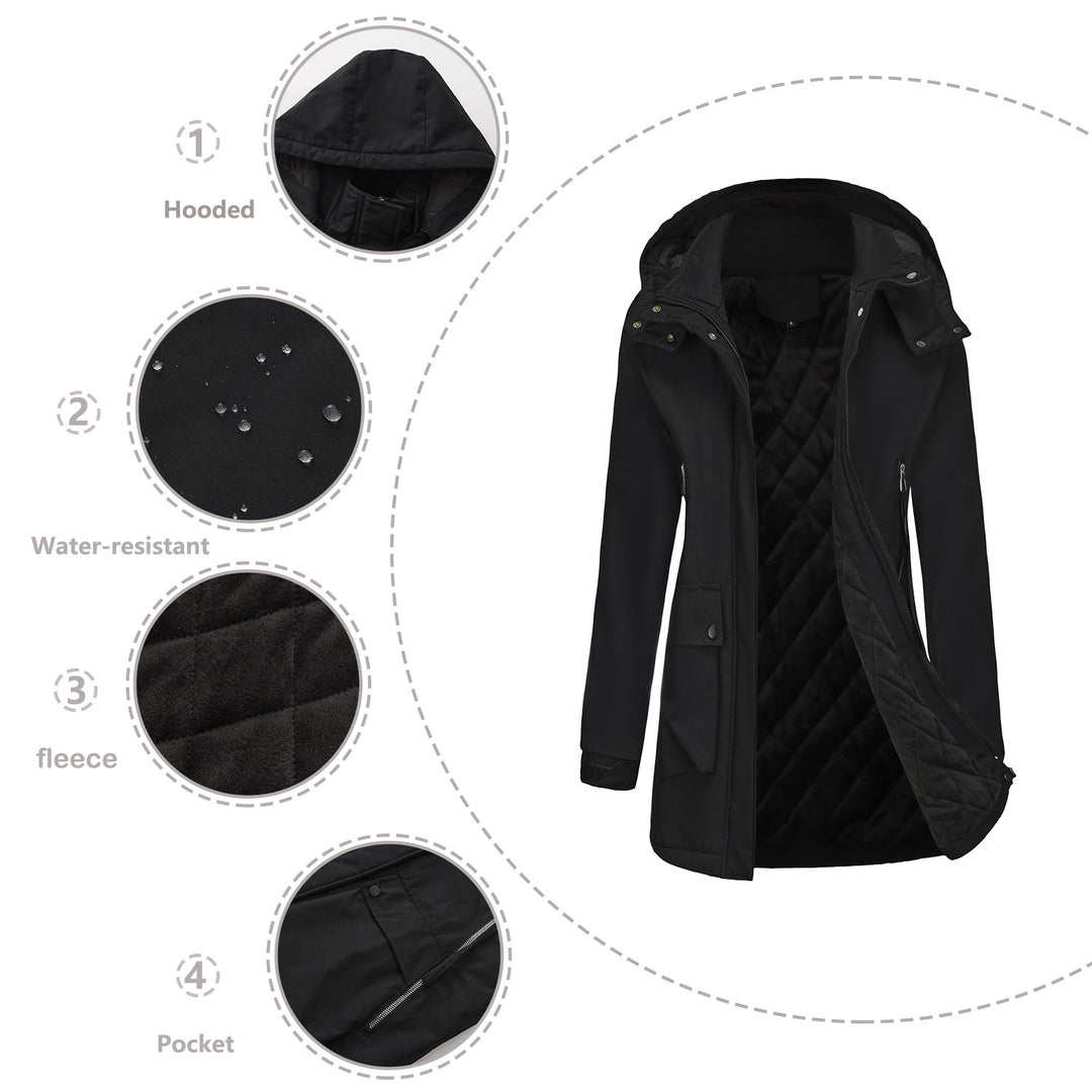 Women's lightweight hooded parka with concealed two-way zipper and patch pockets Mune Fashion