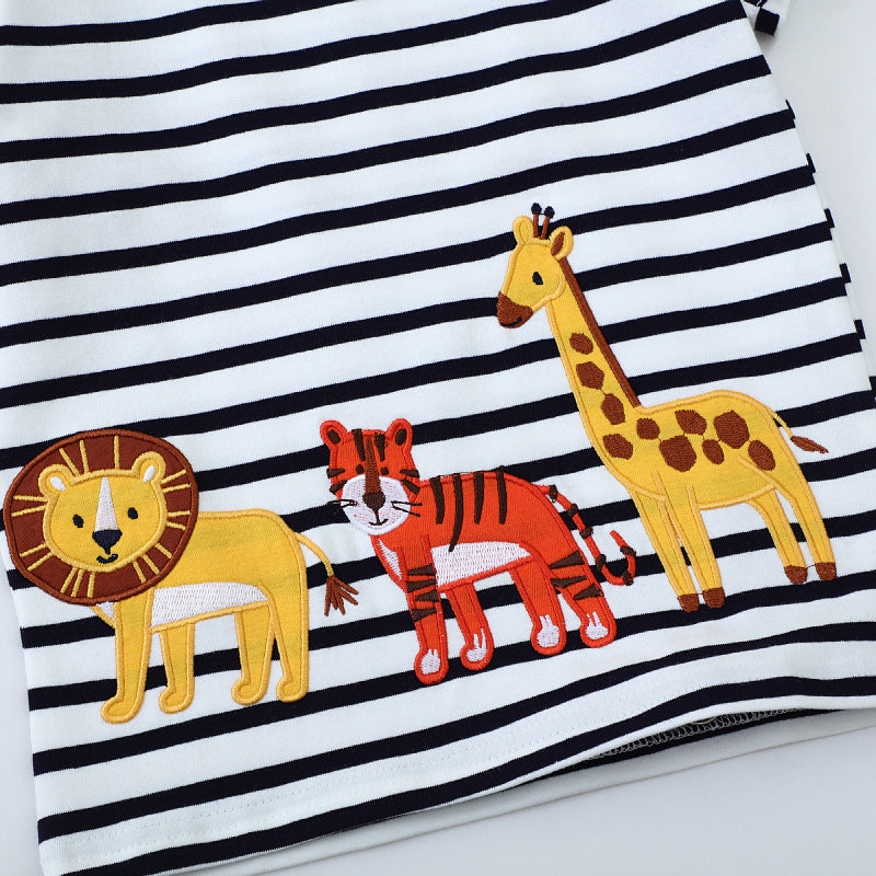 Children's T-Shirt with Vibrant Animal Appliqués Mune Fashion