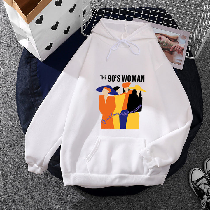 Women's oversized hoodie with 90s illustration print, brushed fleece, and kangaroo pocket Mune Fashion