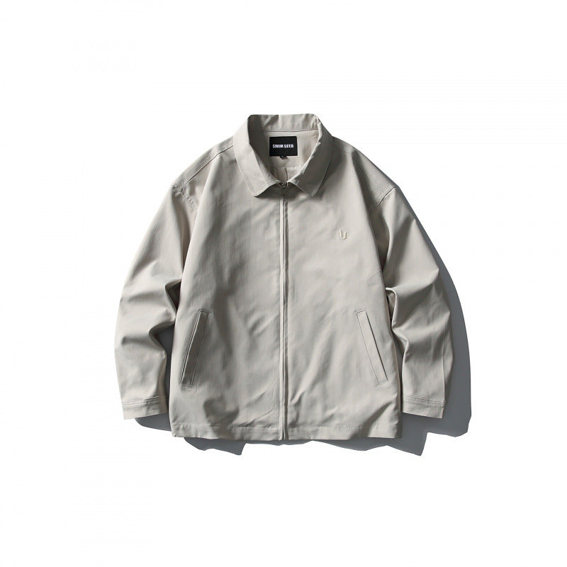 Men's Lightweight Boxy Zip Jacket with Shirt Collar and Angled Side Pockets Mune Fashion