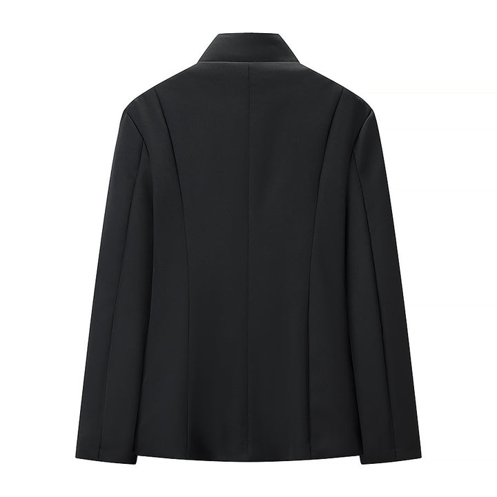 Men's Slim-Fit Blazer Short Jacket with Stand Collar and Minimalist Closure Mune Fashion