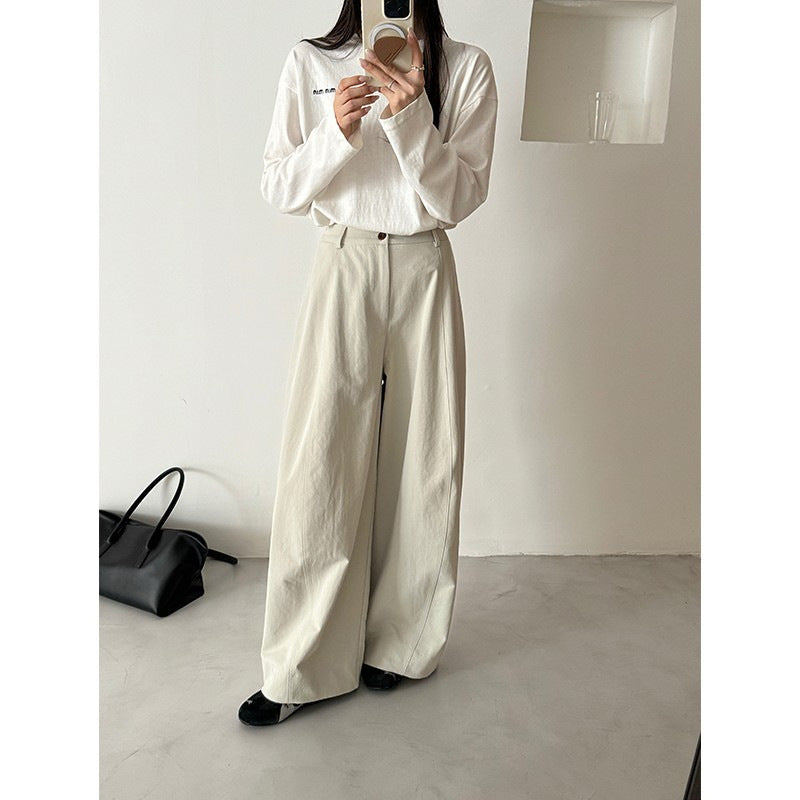 Women's Wide Palazzo Pants with Flowing Fall and High Waist Mune Fashion