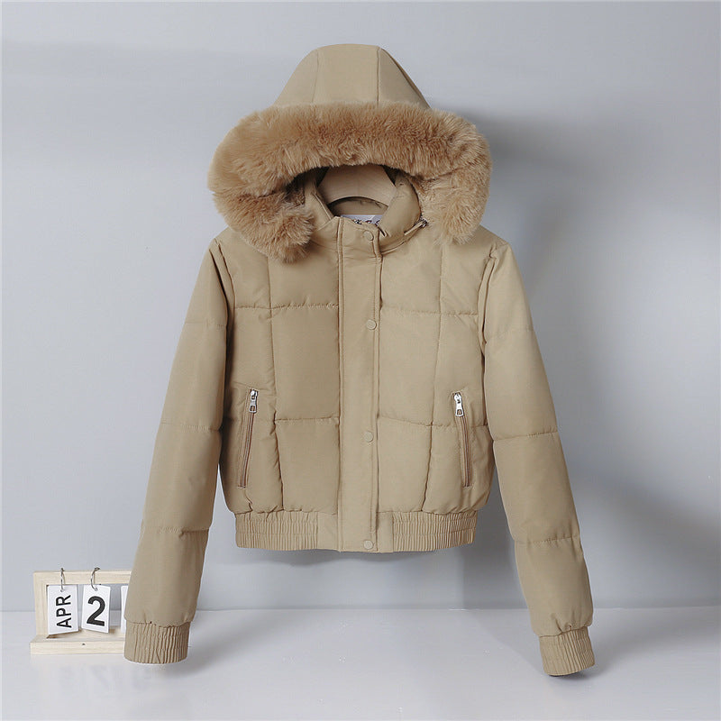 Women’s quilted bomber jacket with hood and faux fur trim Mune Fashion