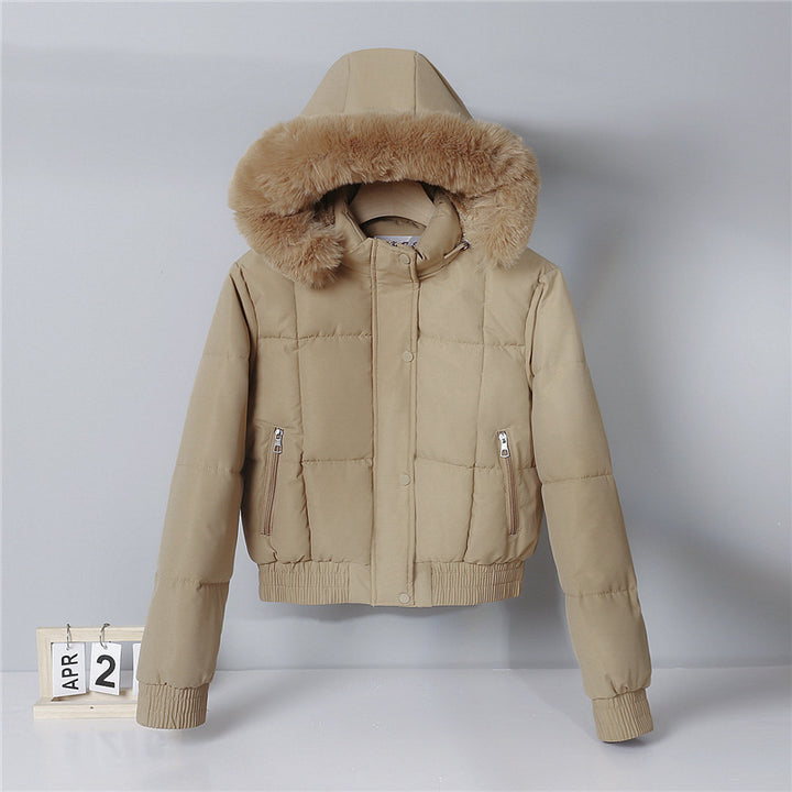 Women’s quilted bomber jacket with hood and faux fur trim Mune Fashion
