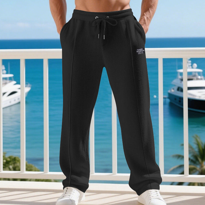 Men's Casual Waffle Texture Jogging Pants with Drawstring and Side Pockets Mune Fashion