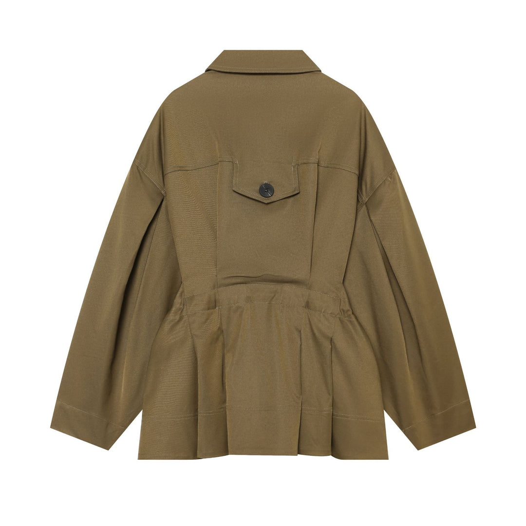 Women's oversized utility jacket with distinctive flap pockets and drawstring Mune Fashion