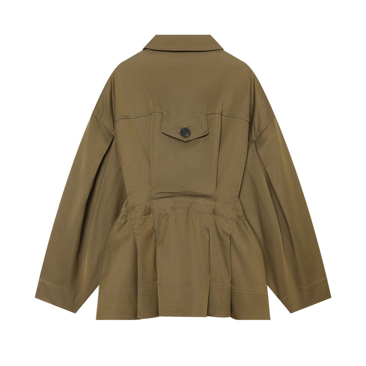 Women's oversized utility jacket with distinctive flap pockets and drawstring Mune Fashion