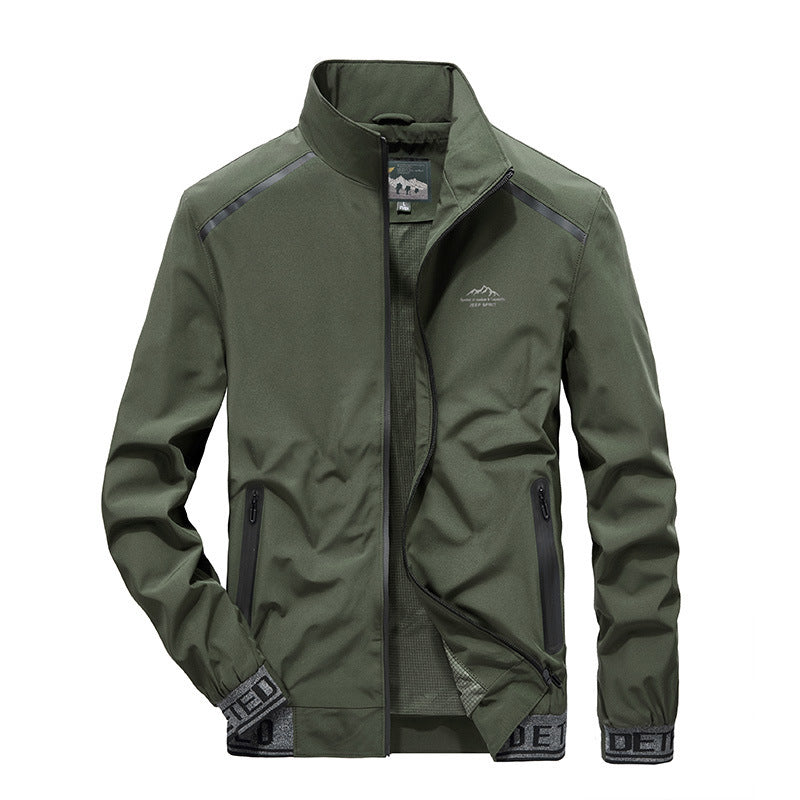 Men's Breathable Softshell Outdoor Jacket with Reflective Details, Zip Pockets, and Stand-up Collar Mune Fashion