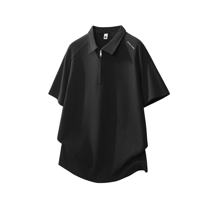 Men's Oversize Half-Zip Polo with Technical Jersey and Extended Back Hem Mune Fashion