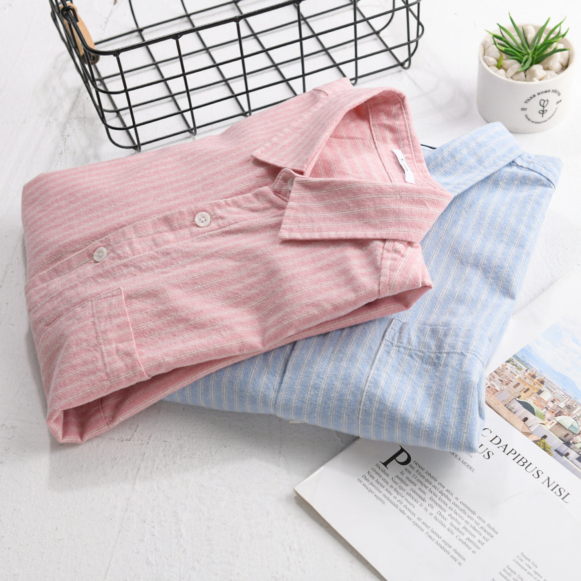 Men Breathable Cotton Long Sleeve Shirt with Fine Mélange Stripes and Chest Pocket Mune Fashion