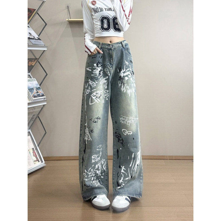 Women's Stylish Oversized Jeans with Graphic Print Mune Fashion