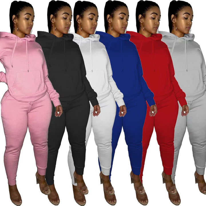 Women's tailored hoodie and jogger set with kangaroo pocket, high comfort waistband, and ribbed ankle cuffs Mune Fashion