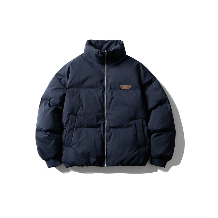 Men's Boxy Puffer Jacket with High Stand Collar and Minimalist Outer Shell Mune Fashion