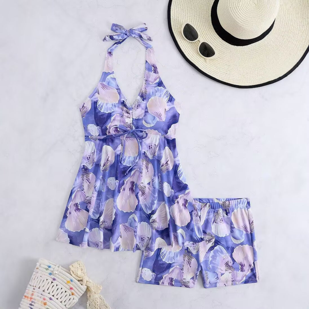Women's tankini set with romantic floral design and adjustable top Mune Fashion