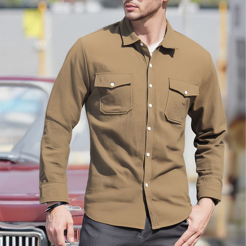 Men's Long Sleeve Shirt with Practical Chest Pockets Mune Fashion