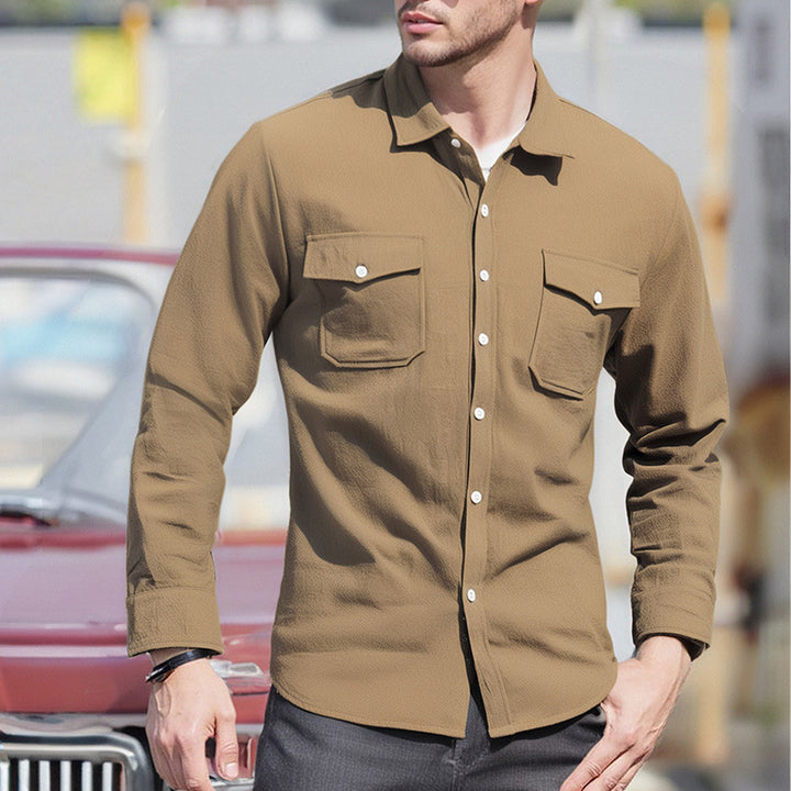Men's Long Sleeve Shirt with Practical Chest Pockets Mune Fashion