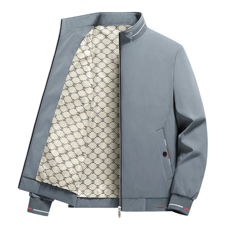 Men's  patterned-lined funnel-collar zip-up casual jacket Mune Fashion