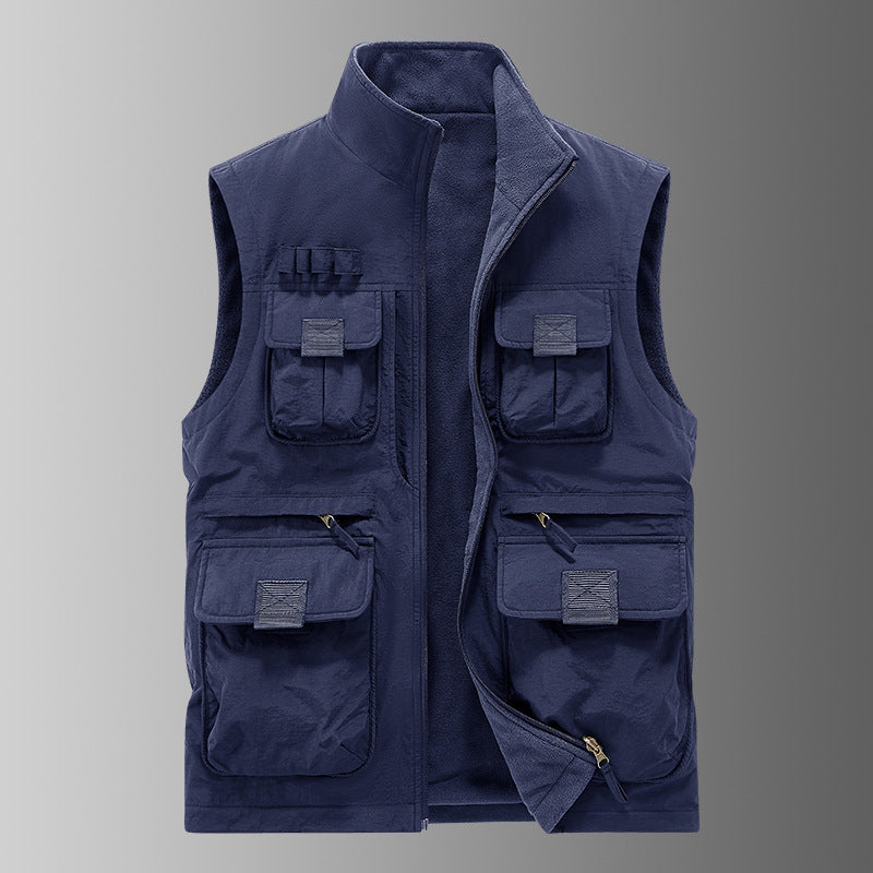 Men's Multi-functional Utility Vest with Fleece Lining & Multiple Pockets Mune Fashion