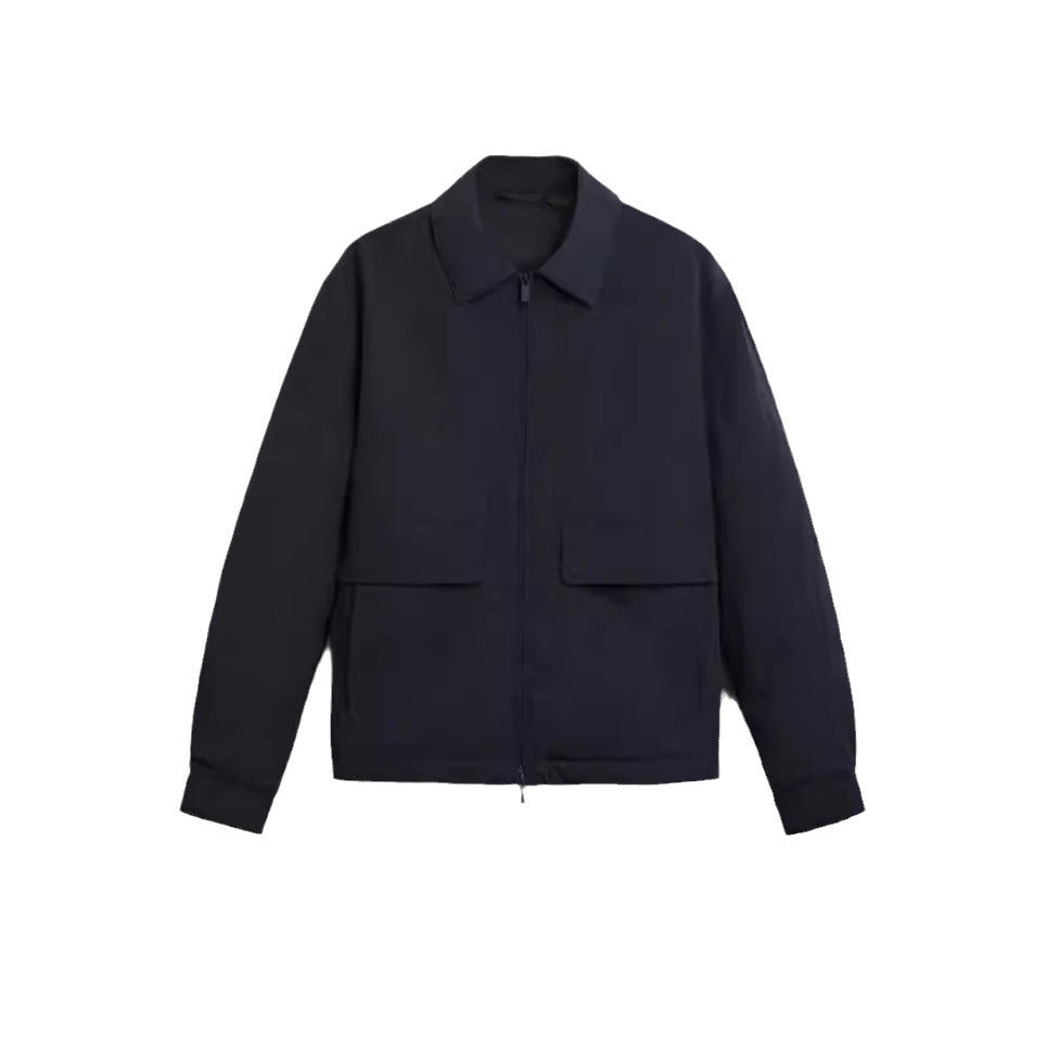 Men's Lightweight Utility Blouson Jacket with Shirt Collar and Applied Flap Pockets Mune Fashion