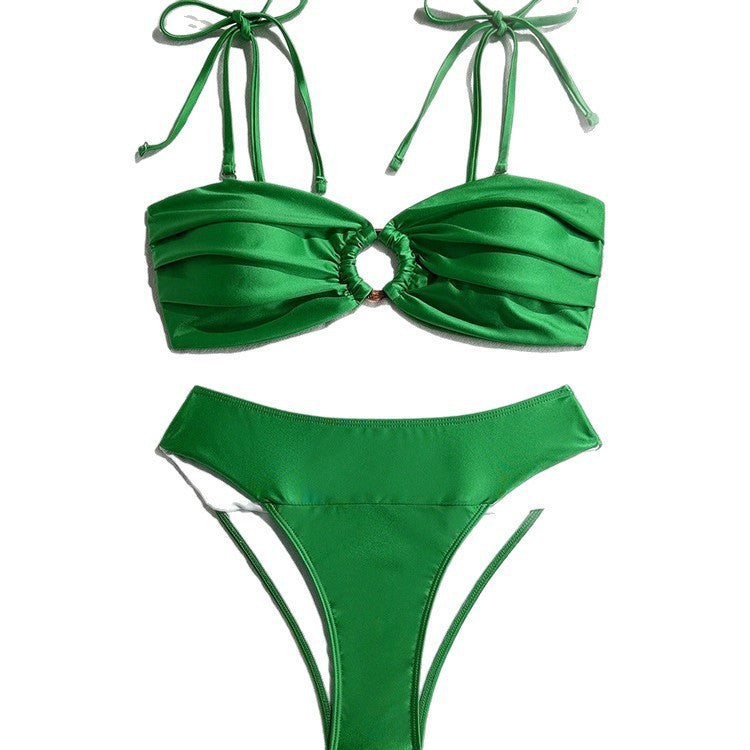 Women’s bandeau bikini with decorative gathering and ring element Mune Fashion