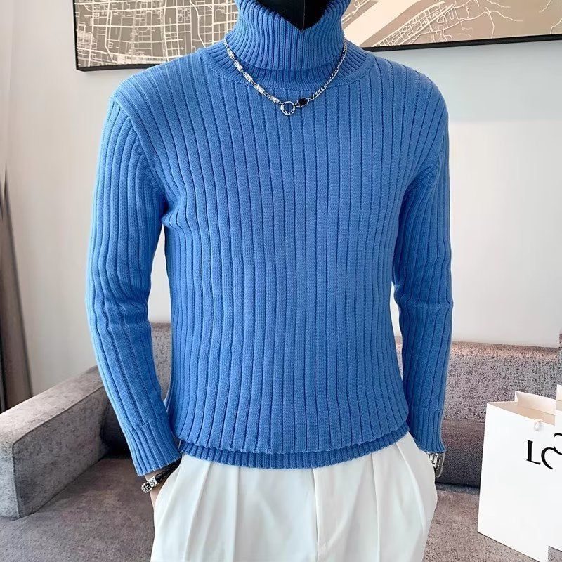Men's High Quality Knit Sweater with Standing Collar Mune Fashion