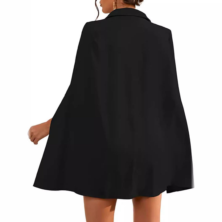Women's short blazer dress with cape sleeves and double-breasted decorative button placket Mune Fashion