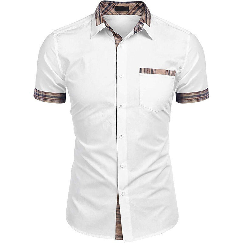 Men's Short-Sleeve Shirt with Classic Check Pattern and Modern Cut Mune