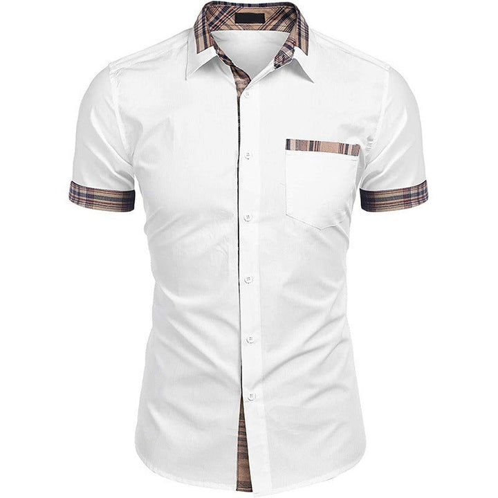 Men's Short-Sleeve Shirt with Classic Check Pattern and Modern Cut Mune