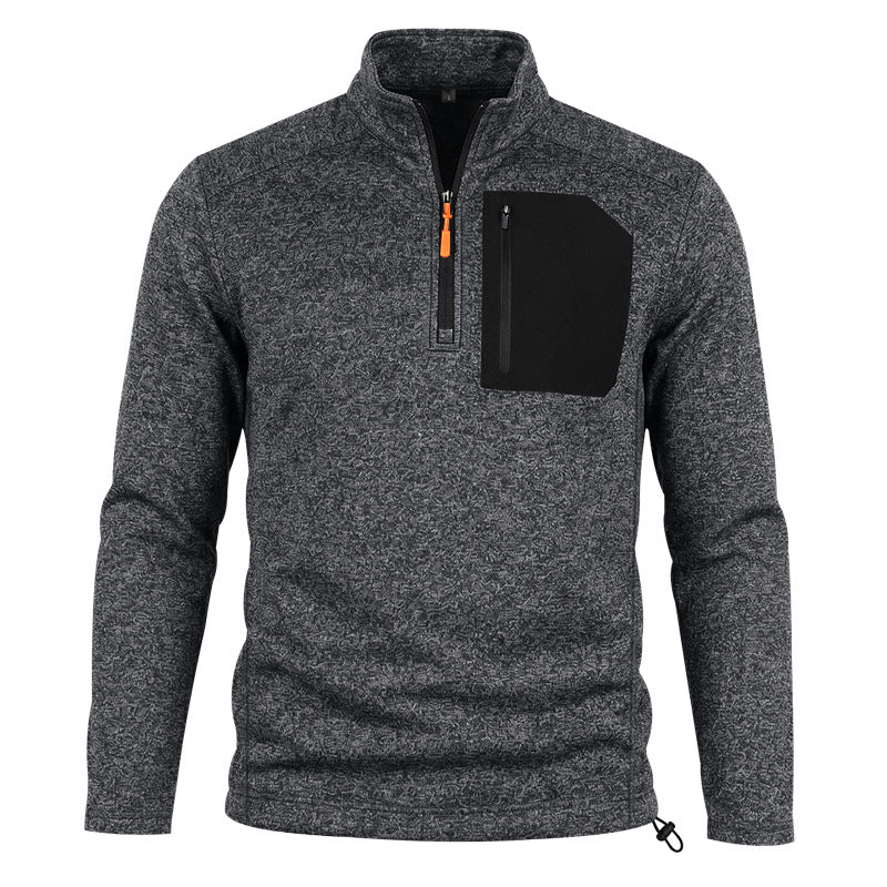 Men's Outdoor Fleece Pullover with Half Zip and Chest Pocket Mune Fashion