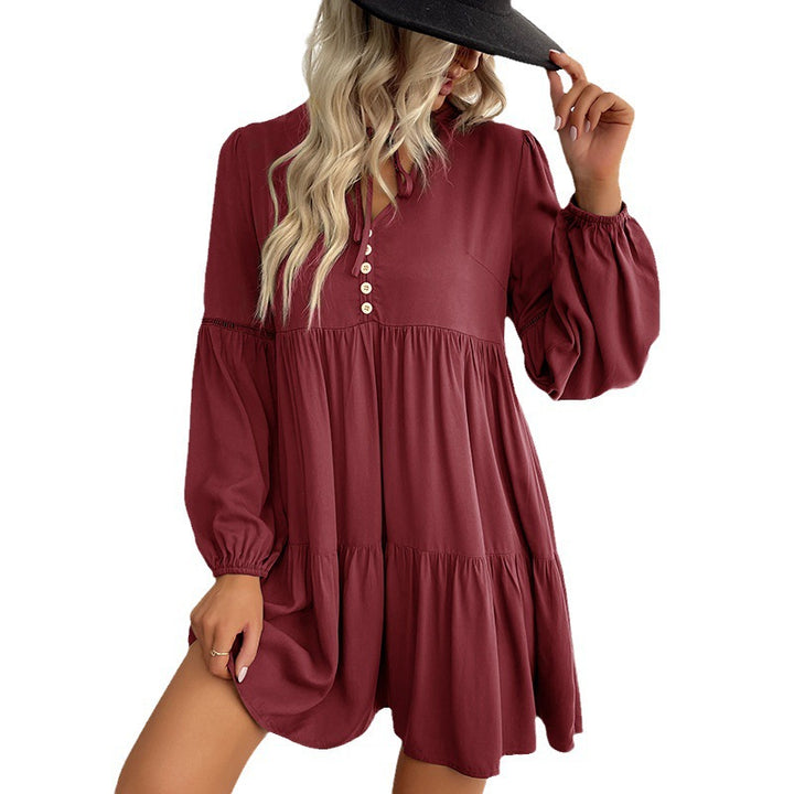 Women's Flowing Shirt Dress with Ruffles Mune Fashion