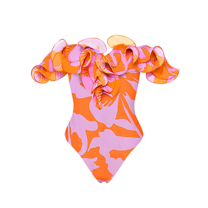Women One-Piece Swimsuit with Elegant Ruffle Details Mune Fashion