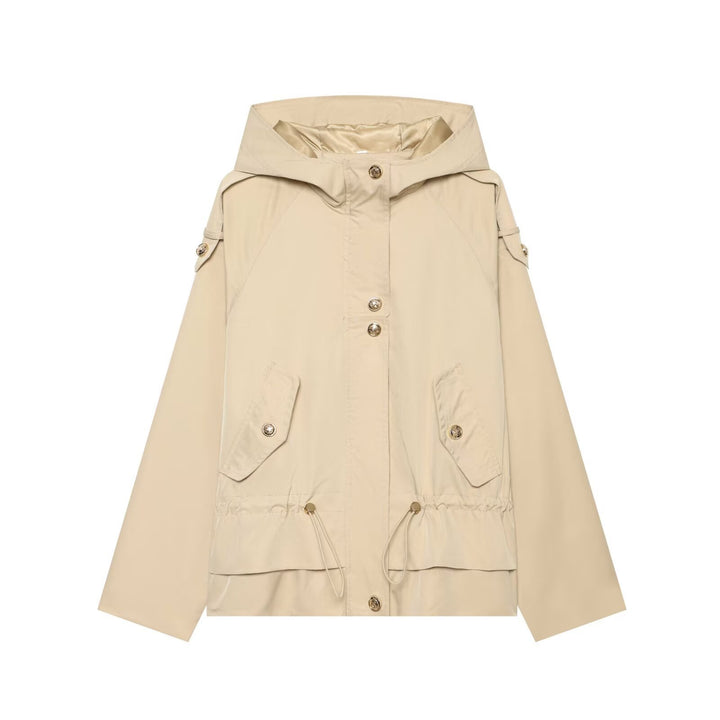 Women's short parka with hood, drawstring waist and flap pockets Mune Fashion