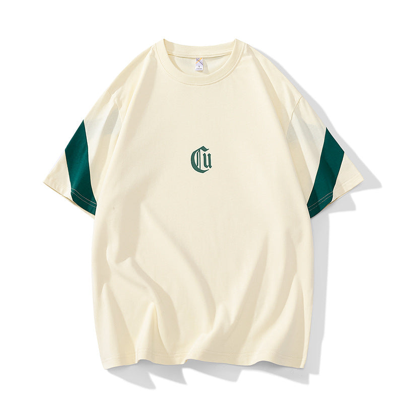 Men's Oversized Cotton T-Shirt with Contrast Sleeves and Gothic Logo Mune Fashion