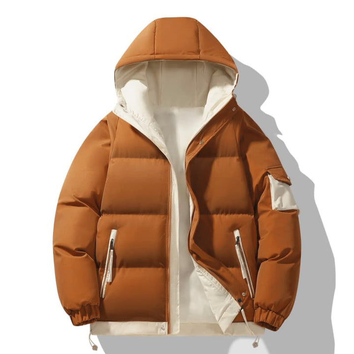 Men's urban padded anorak with hood, contrasting lining and multi pockets Mune Fashion