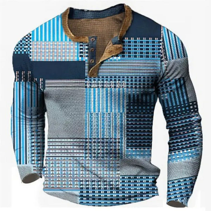 Men's sporty long-sleeve shirt with button placket Mune Fashion