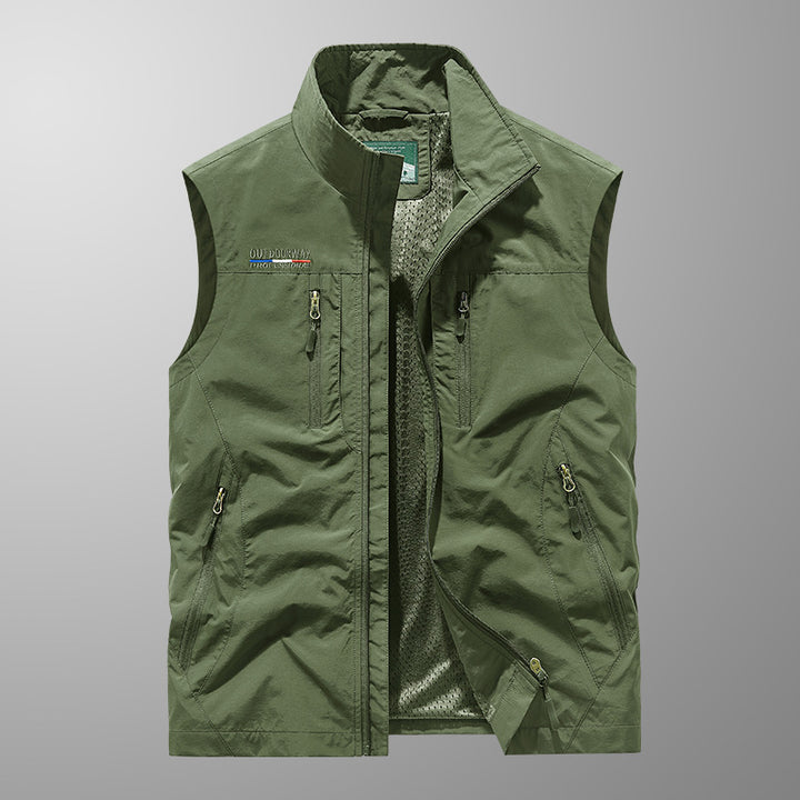 Men's Multifunctional Outdoor Utility Vest with Mesh Lining and Numerous Pockets Mune Fashion