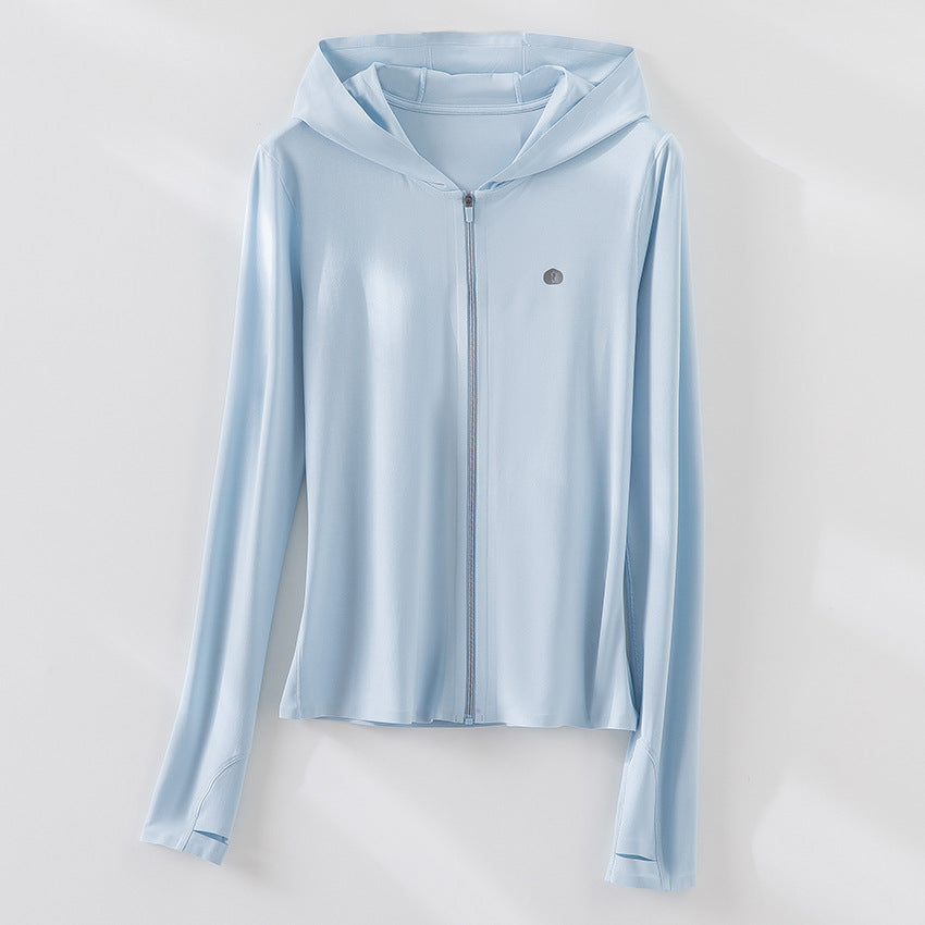 Women's Ultra-Light UV Protection Hooded Jacket with Full Zip and Thumb Loops Mune Fashion