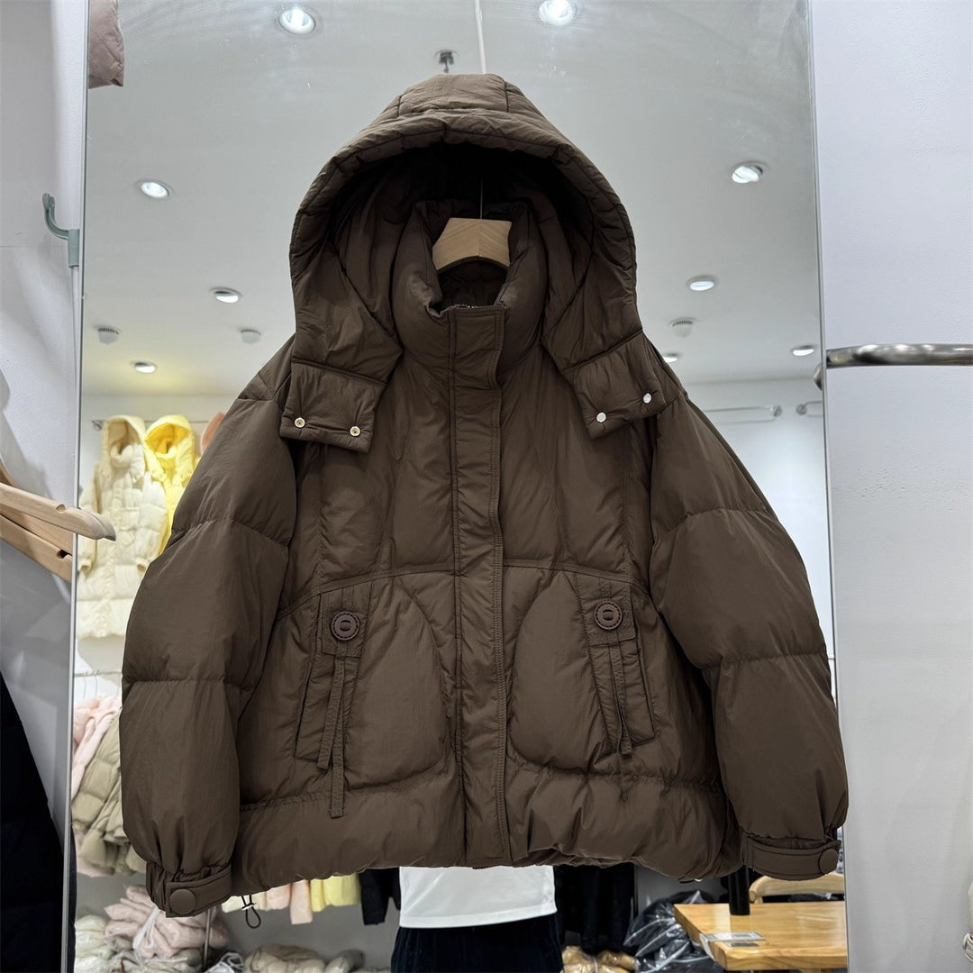 Women's Oversize Padded Jacket with Hood and High Collar Mune Fashion