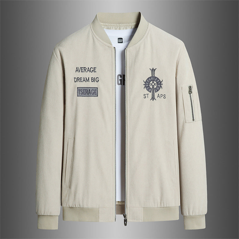 Men's Fashionable Bomber Jacket with Embroidery Mune Fashion