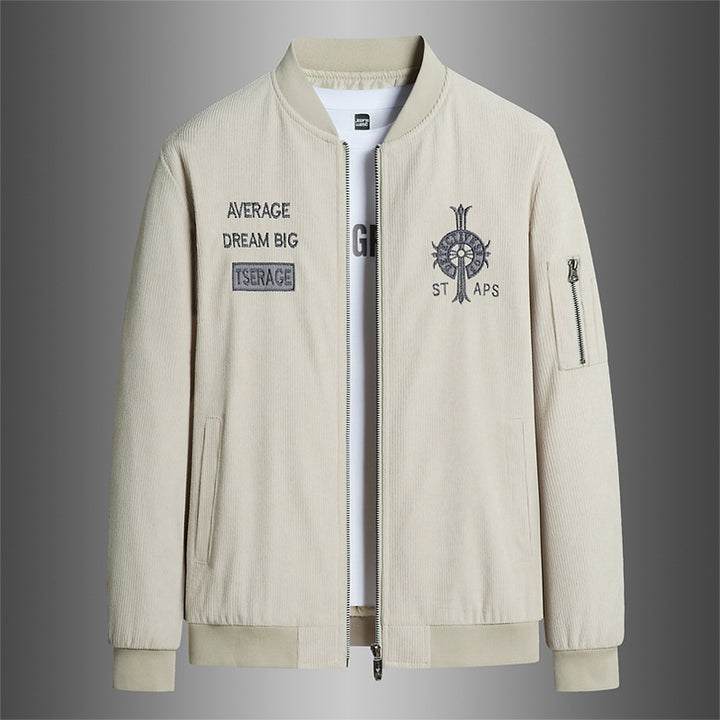 Men's Fashionable Bomber Jacket with Embroidery Mune Fashion