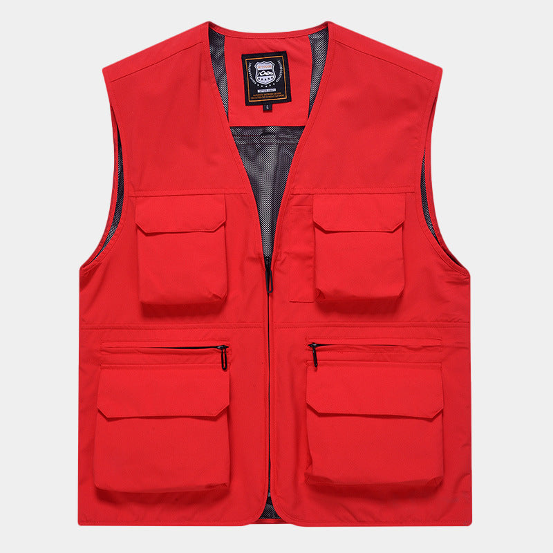 Men's Multifunctional Utility Vest with Mesh Lining and Multiple Front Pockets Mune Fashion