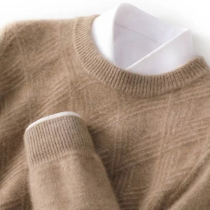 Men's short roll-neck sweater made of merino mix with diagonal diamond structure Mune Fashion
