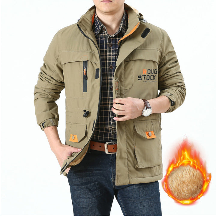Men's Thermally Insulated Field Parka with Teddy Lining, Hood and Multifunction Pockets Mune Fashion
